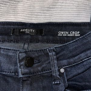 FIDELITY Gwen Crop High Rise Skinny Jeans Dark Washed Denim Size 24